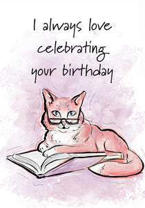 I Love Celebrating! Cat Birthday Card