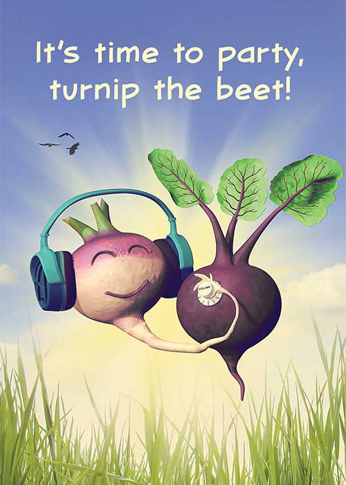 It's Time to Party, Turnip the Beet! Birthday Card