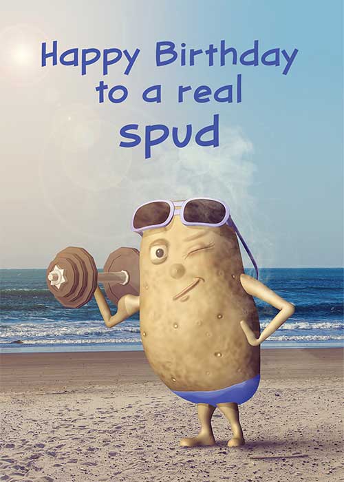 Happy Birthday to a Real Spud! Birthday Card | by Artist Kim Whittemore –  St. Thomas Greetings