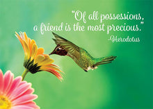 I Treasure Your Friendship Hummingbird Friendship Card