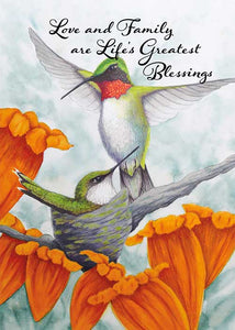 Love and Family Hummingbird Newborn Card