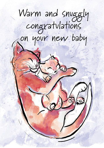 Warm and Snuggly Congratulations - Cat Newborn Card