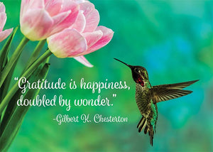 Gratitude is Happiness Hummingbird Thank You Card