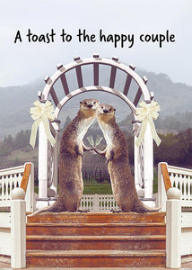 Happy Couple Funny Otter Wedding Card